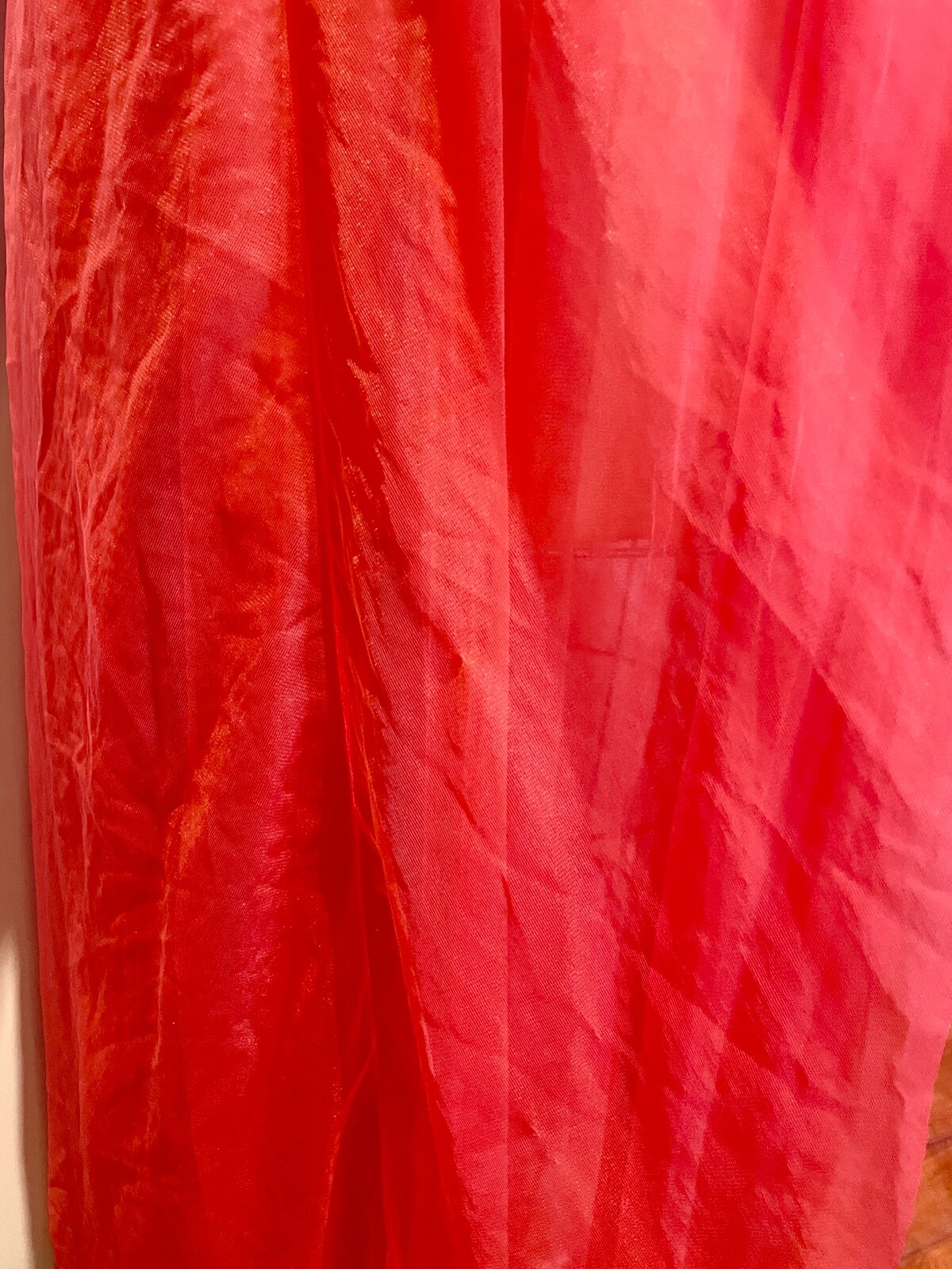 VTG RADCLIFFE RED SHEER CHIFFON&LACE FULL SWEEP PUFF NIGHTGOWN&PEIGNOIR SET*34 S