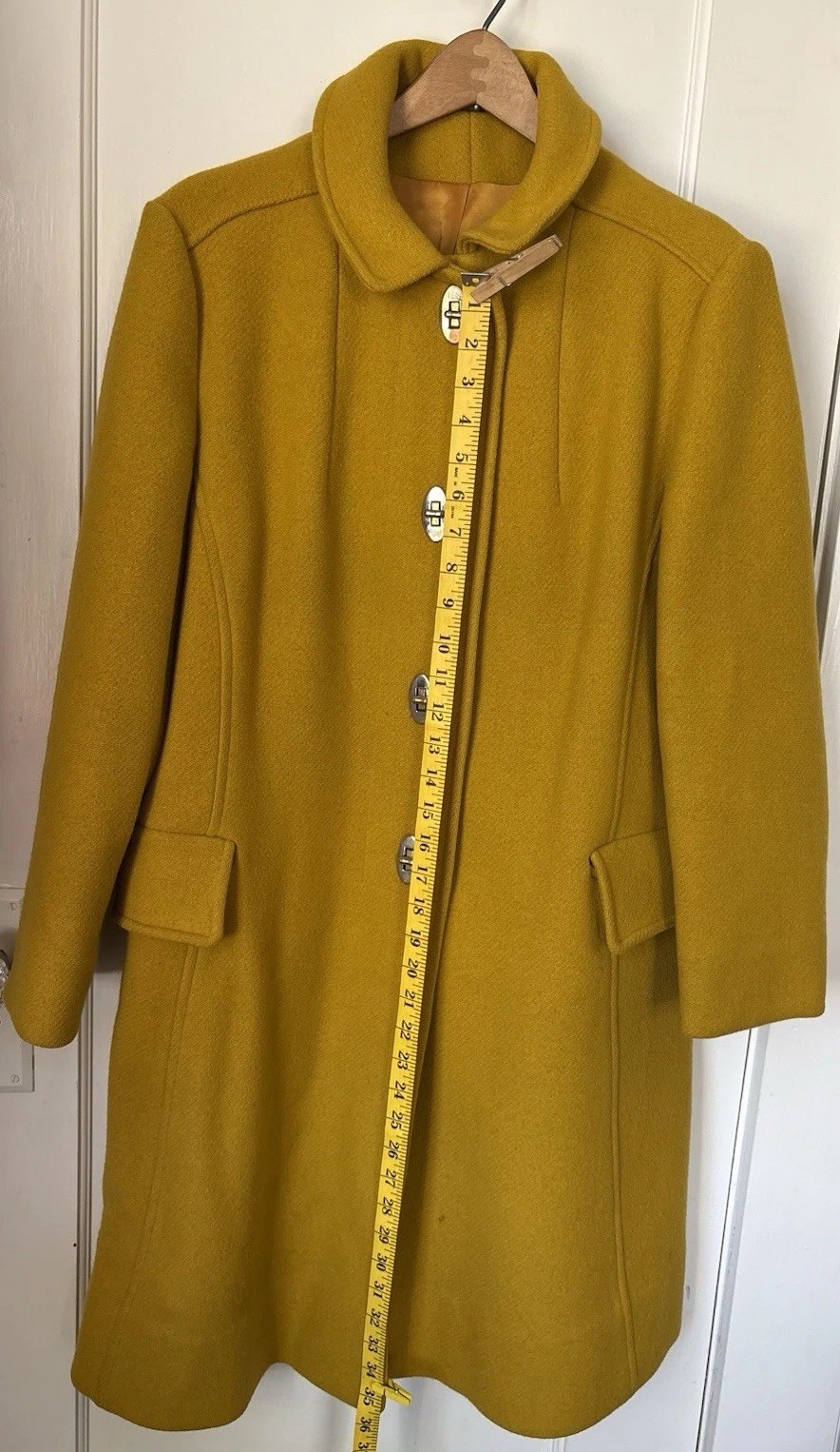 VTG 60s Mustard Yellow Wool Turnlock Swing Coat Coach Bonnie Cashin Style MCM