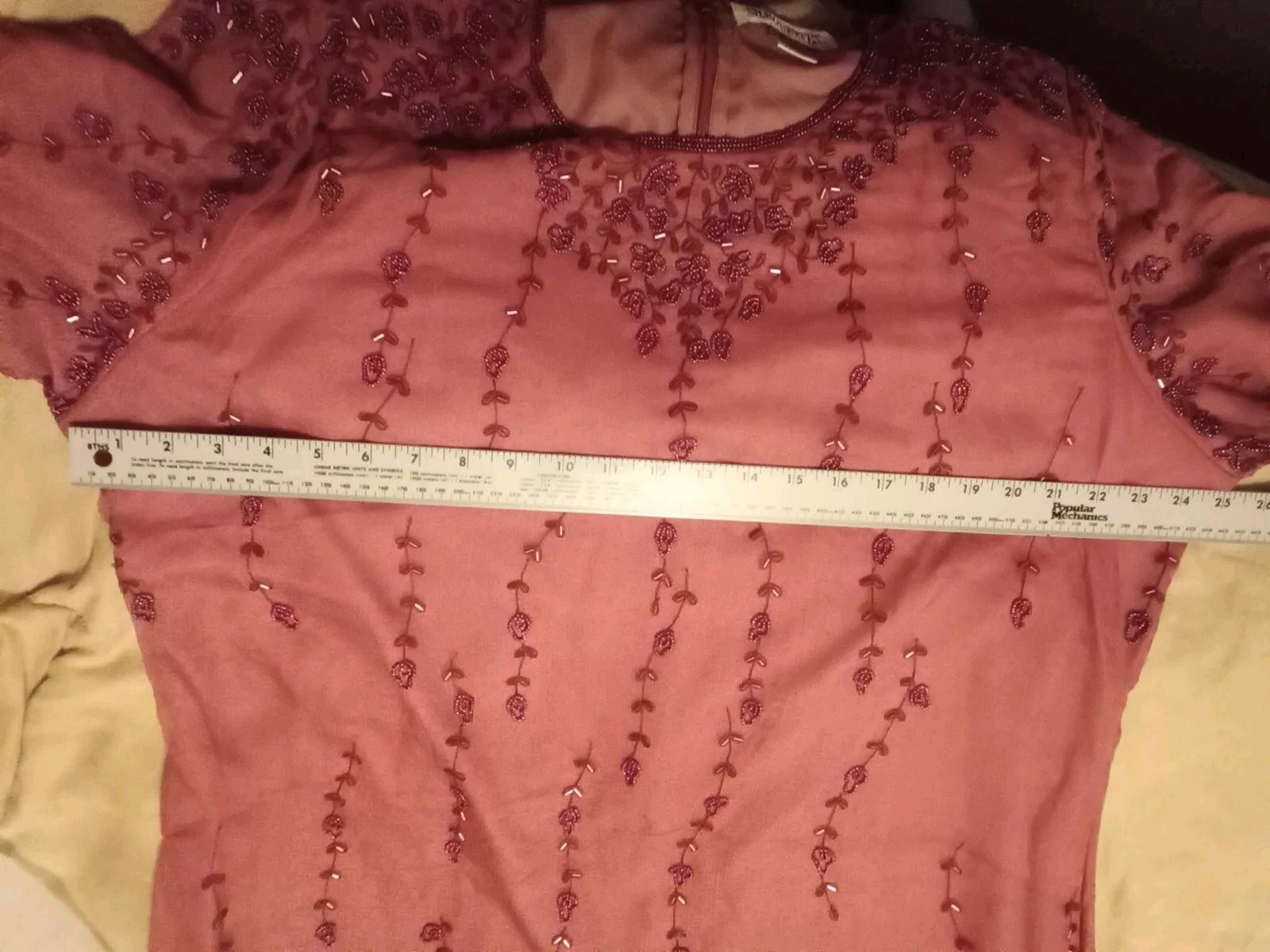 Beaded Silk Dress Long 20 NWT Made In India Vntg