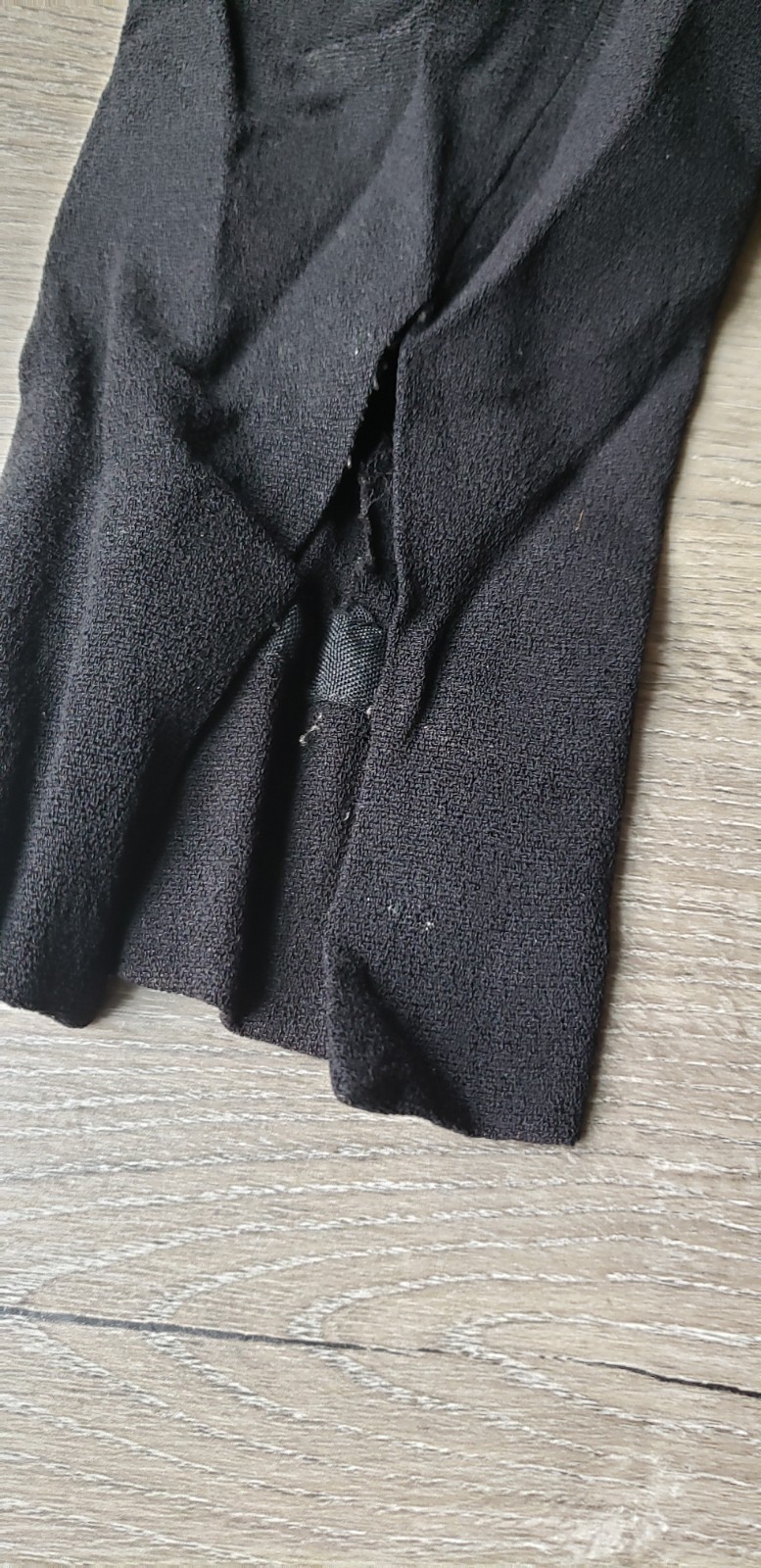 VTG 40s Black Crepe Dress Sz S? Deco Side Zip Study PROJECT DAMAGE STAINS AS-IS