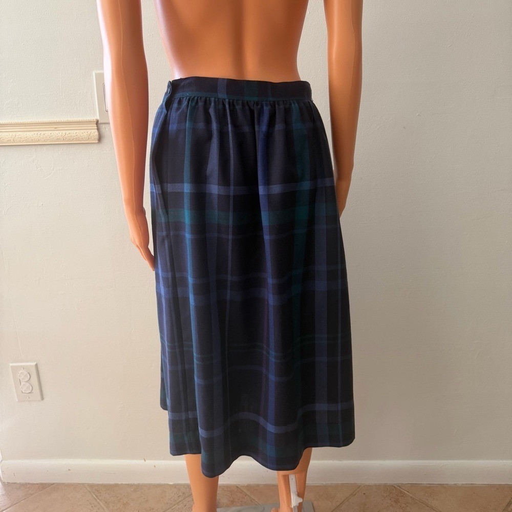 Vintage Lombardi of Hartford Plaid Pencil Skirt Pockets Wiggle Blue Academia L