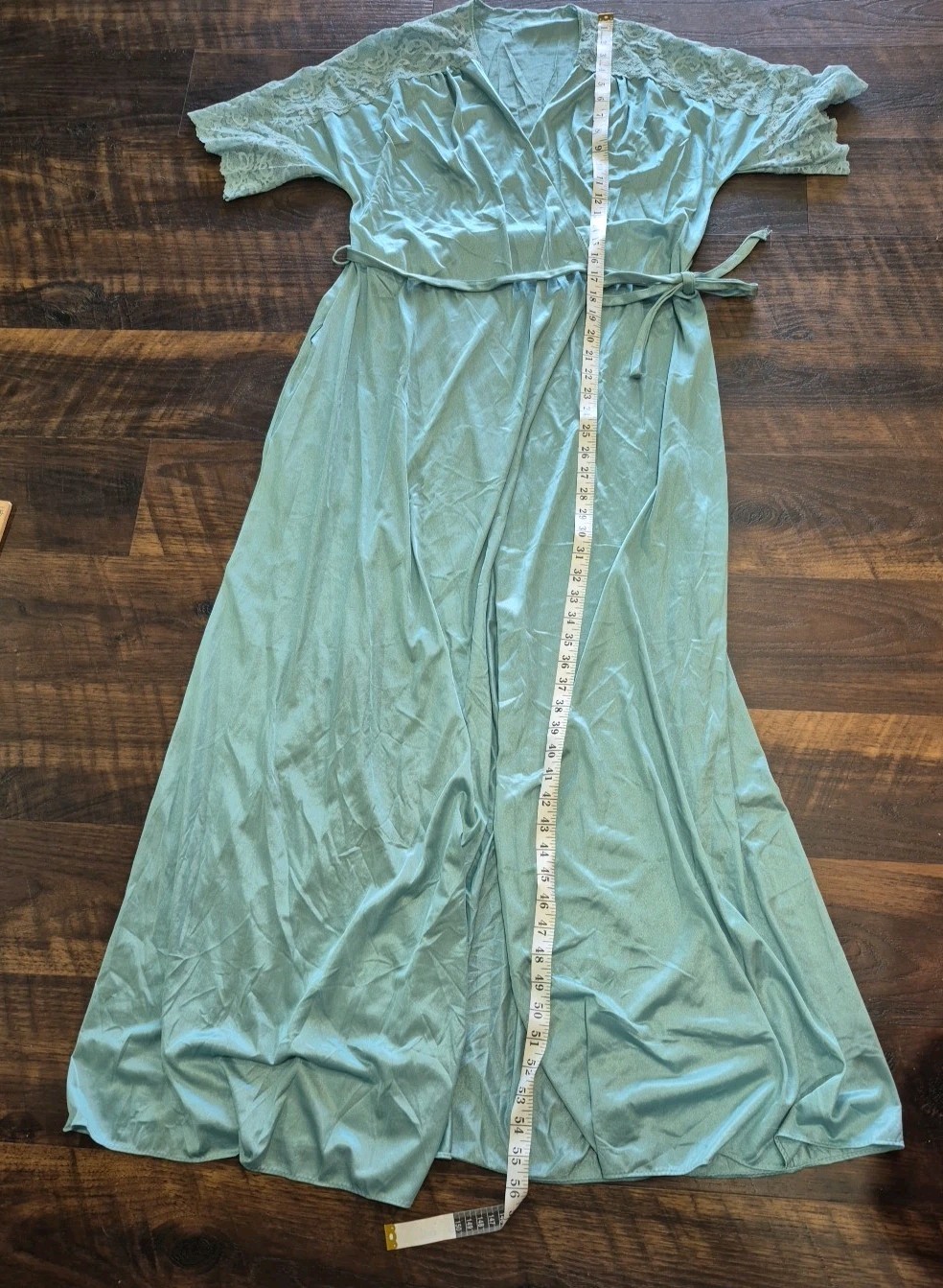 Vintage 1970s Maidenform Dreamwear Maxi Nylon Robe Dusty Blue Large USA Made