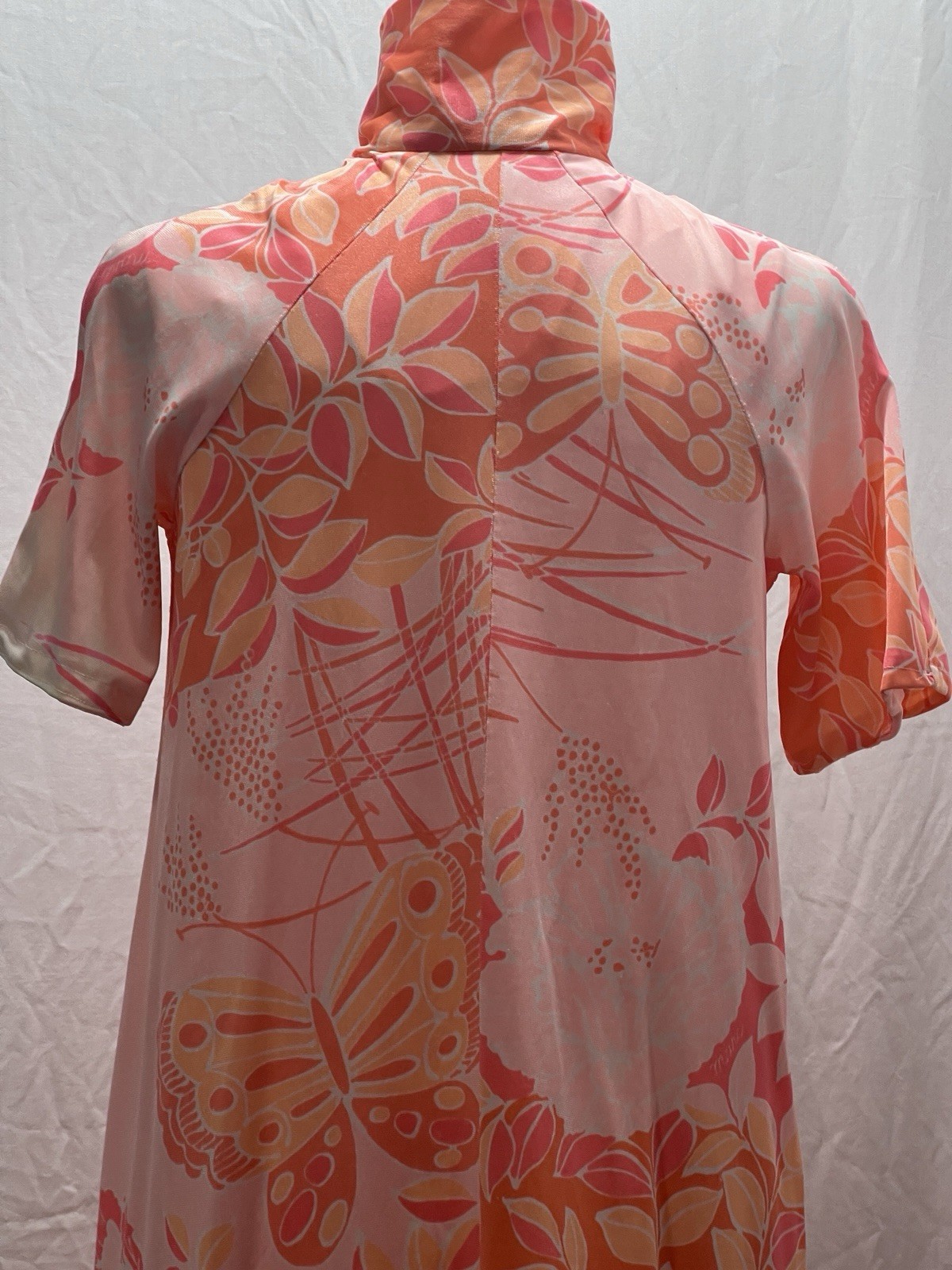 Vintage 70s Miss Elaine Mori Butterfly Floral Peignoir Set Nightgown Robe SZ SM