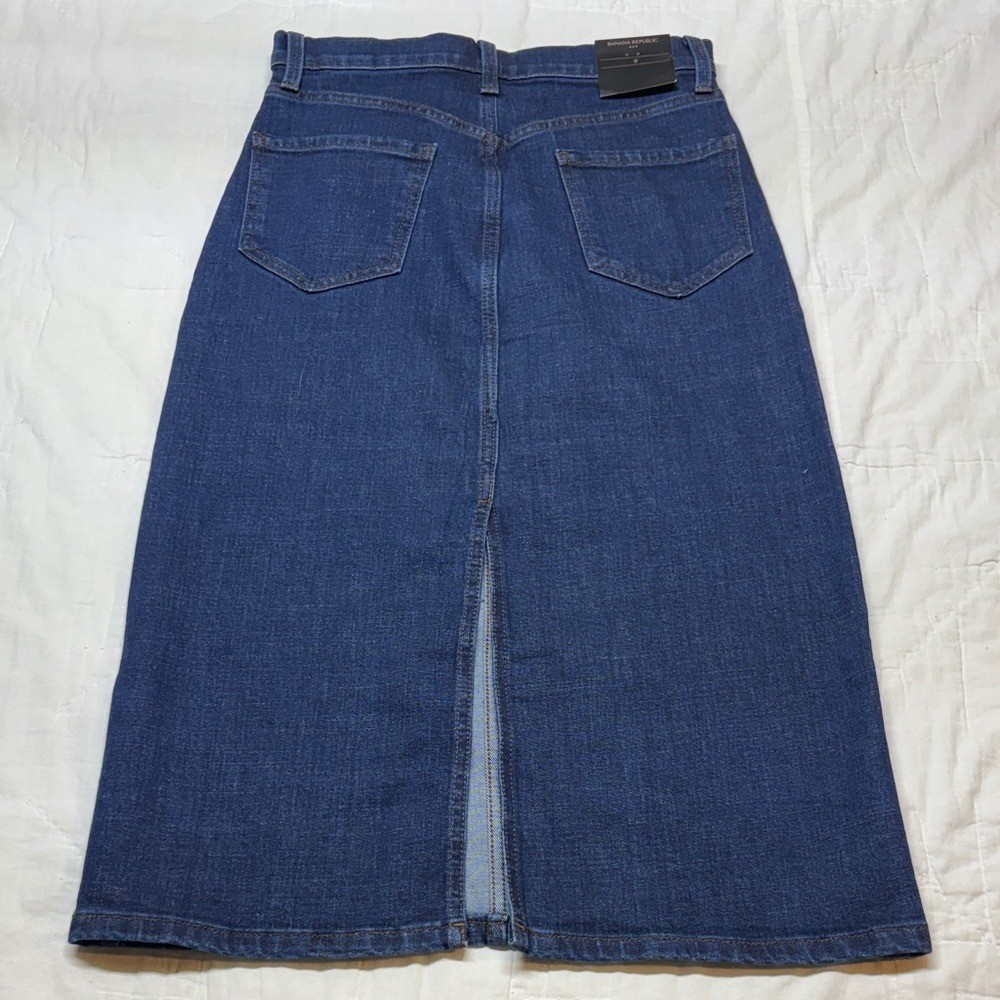 NWT Banana Republic Vintage 90s Y2K High-Rise A-Line Denim Midi Skirt Dark Wash
