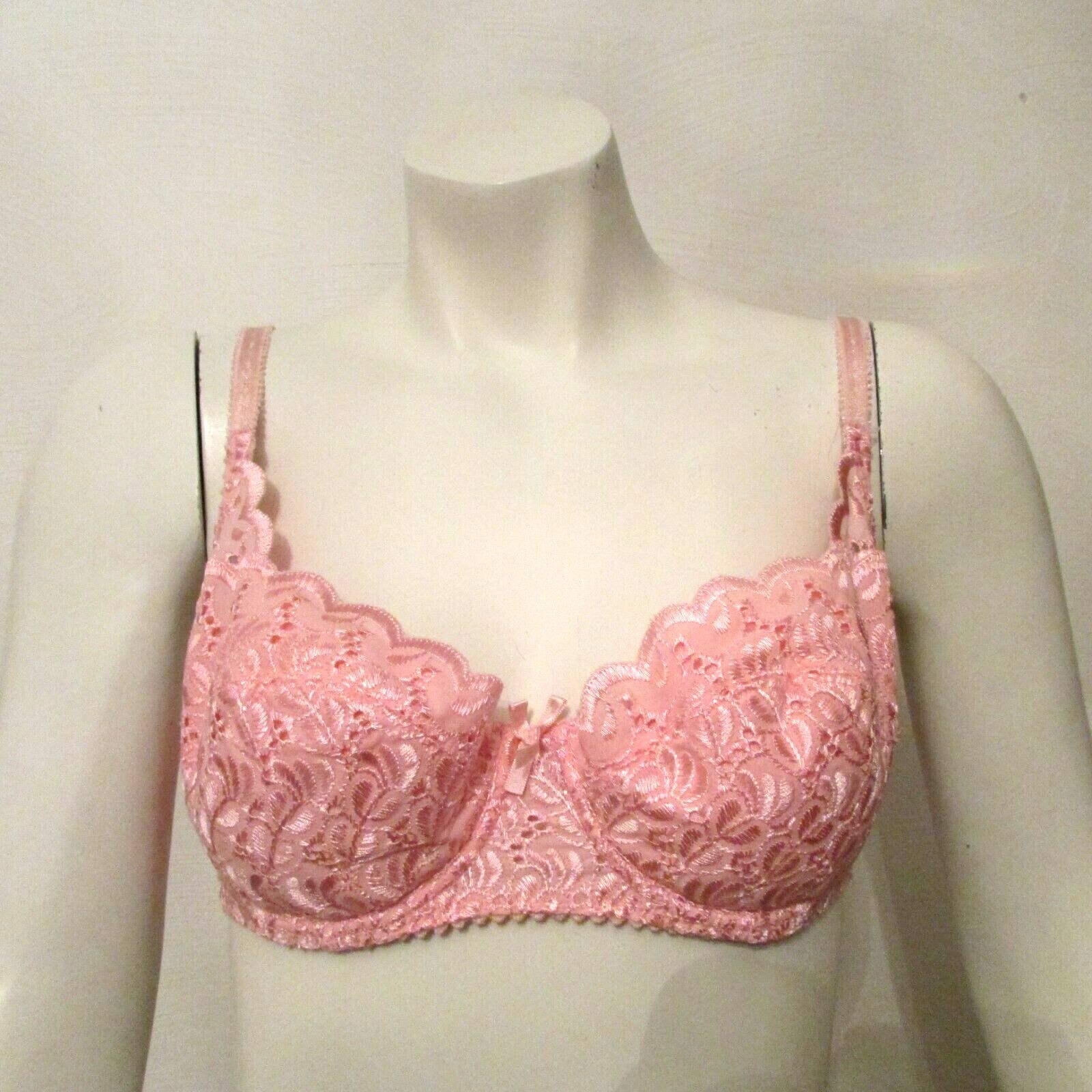 JC Penney Delicates 2984 Pink Eyelet Lace Underwire Push Up Padded Demi Bra 36B
