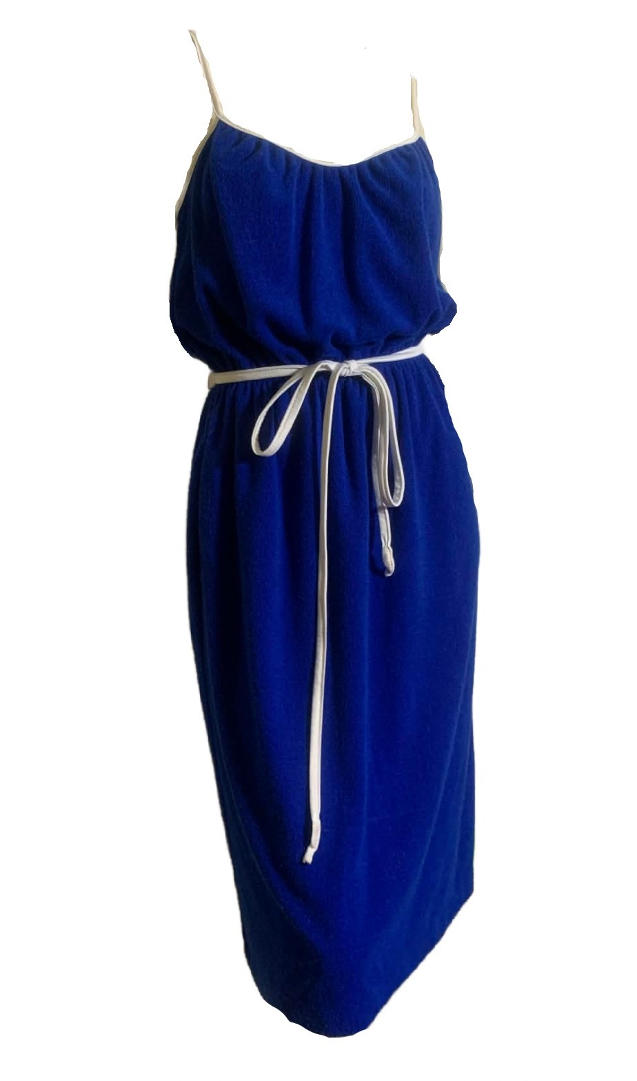 True Vintage Royal Blue Terry Cloth Summer Swim Sun Dress 1980s