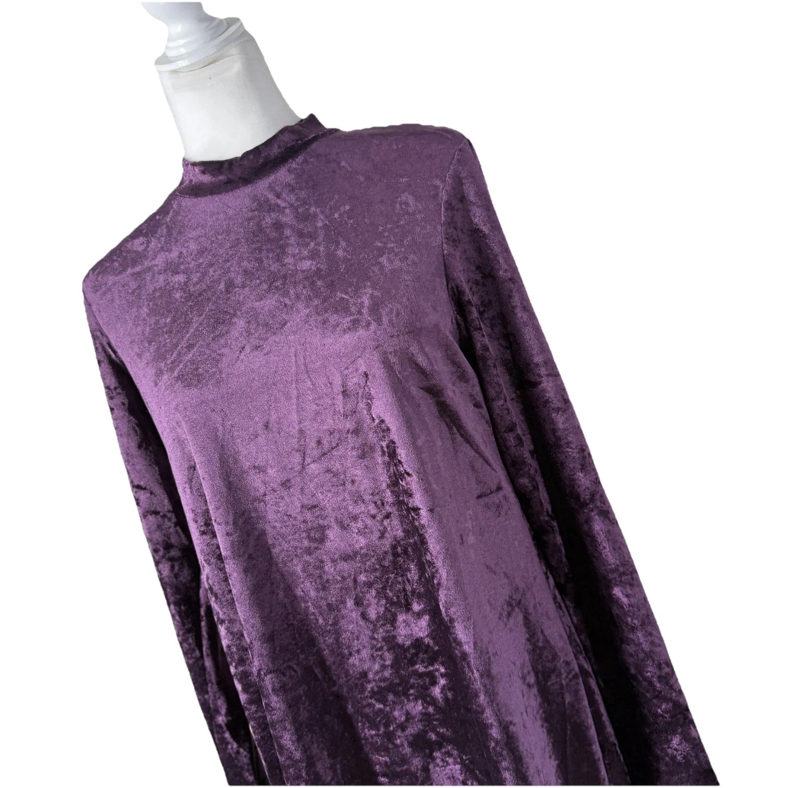 VTG 90’s Purple Crushed Velvet Mini A-Line Swing Dress Whimsigoth Goth Y2K Sz 8