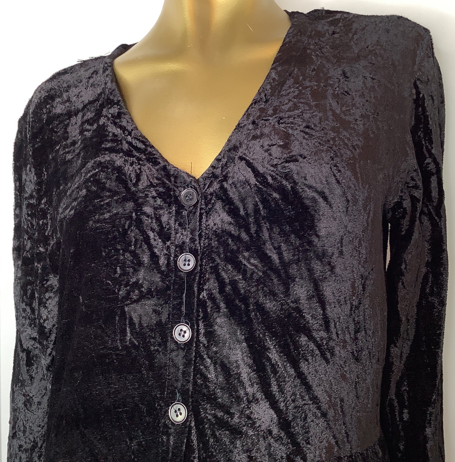 Vintage Star Of India Dress Size Medium Black Velvety Long Sleeve Made In India