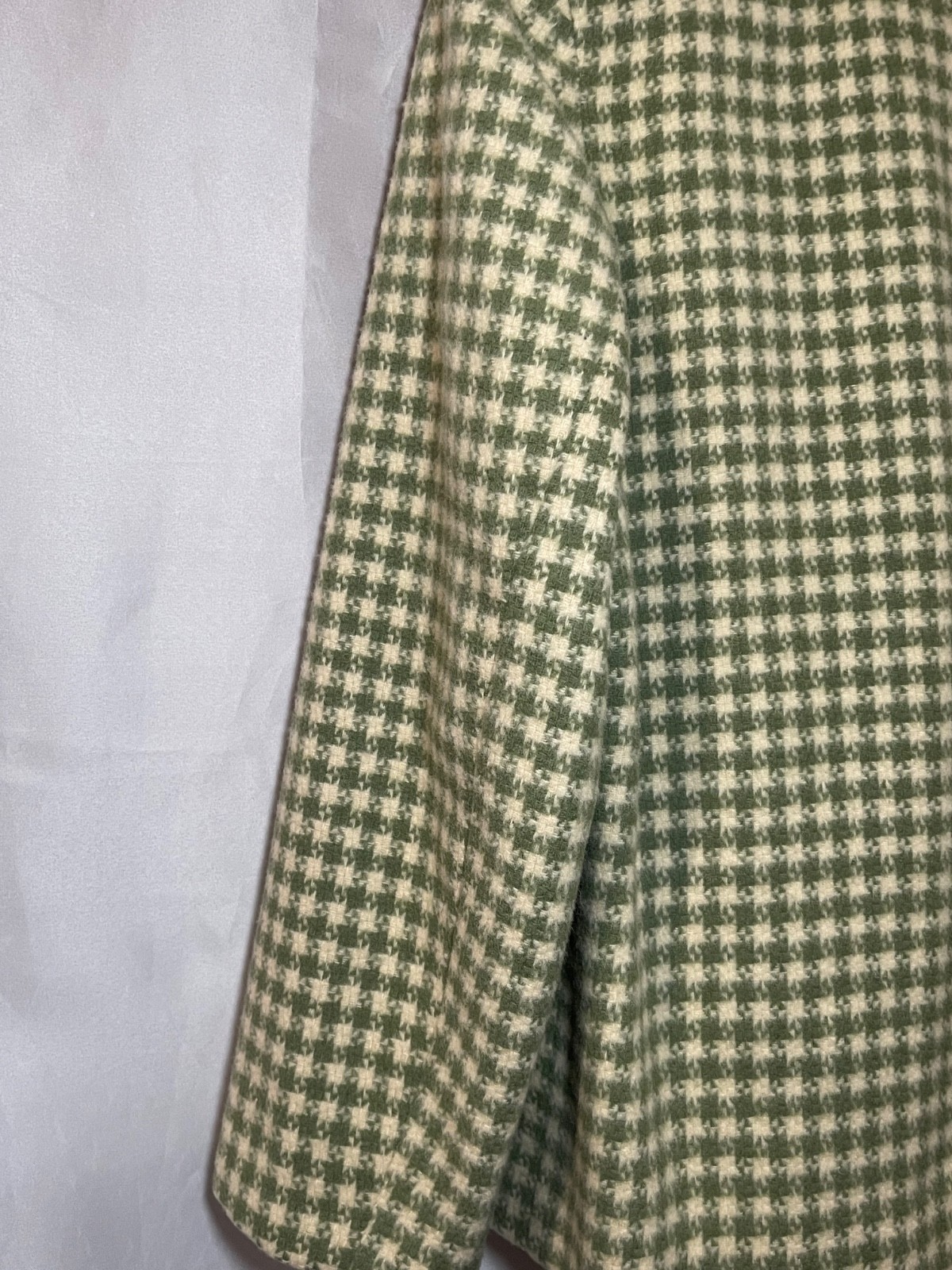 Vintage Vogue Special Design Green and Cream Checkered Jacket