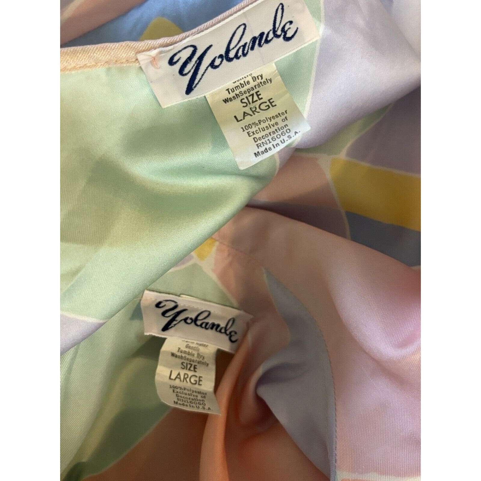 Yolande Mod Robe Satin Blouse Floral Shirt Pink Pants Vintage 80’s 3pc Lingerie