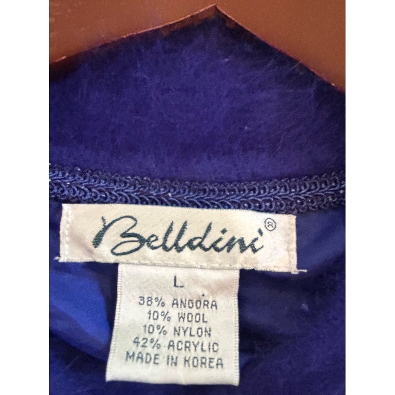 Vintage 90’s Belldini Angora Blend Cardigan Size L Purple Fuzzy Button Sweater