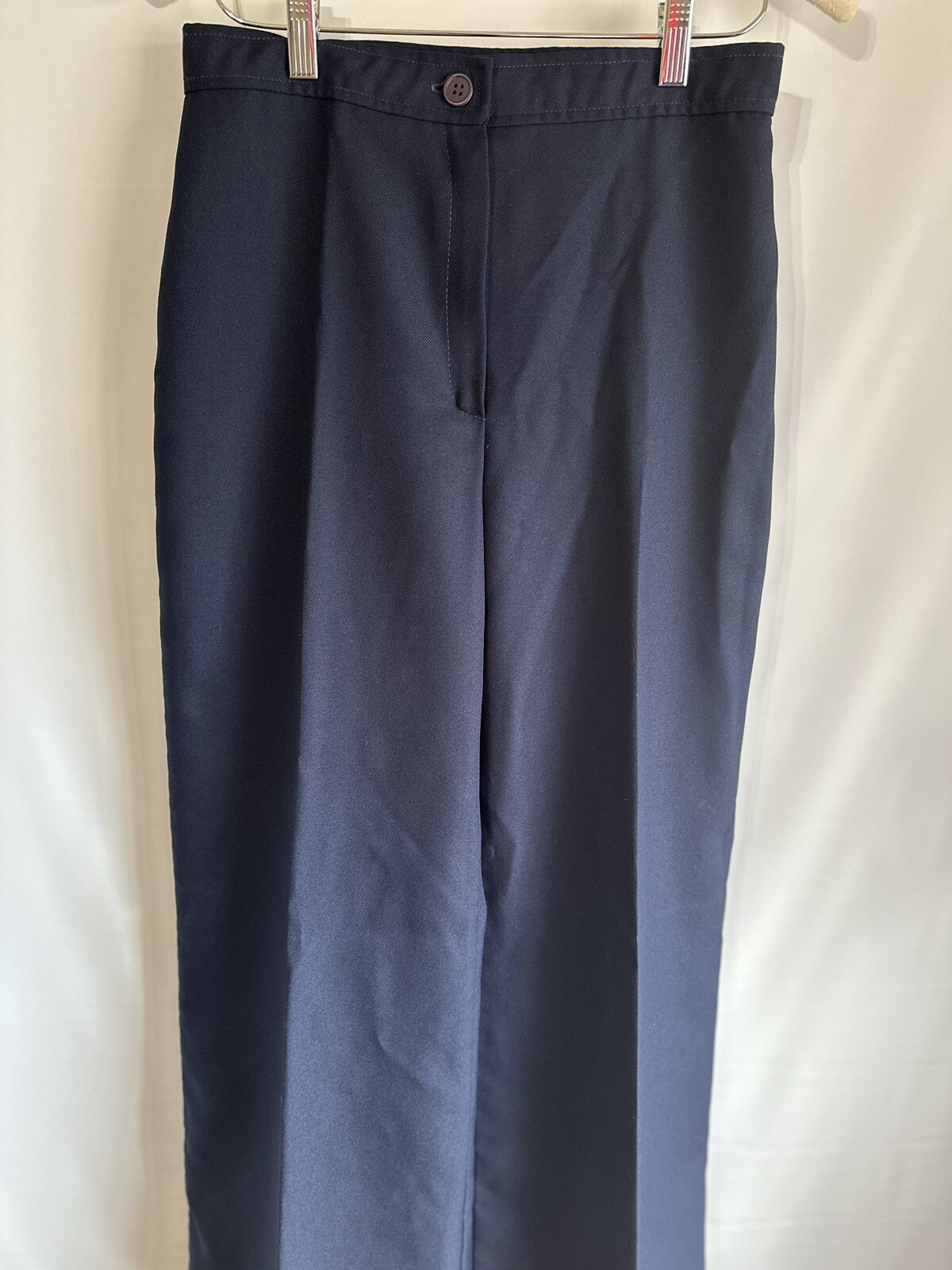 Vtg Blue 70s Tomboy of California Pants Polyester Disco Flare Bell Bottom 27″ W