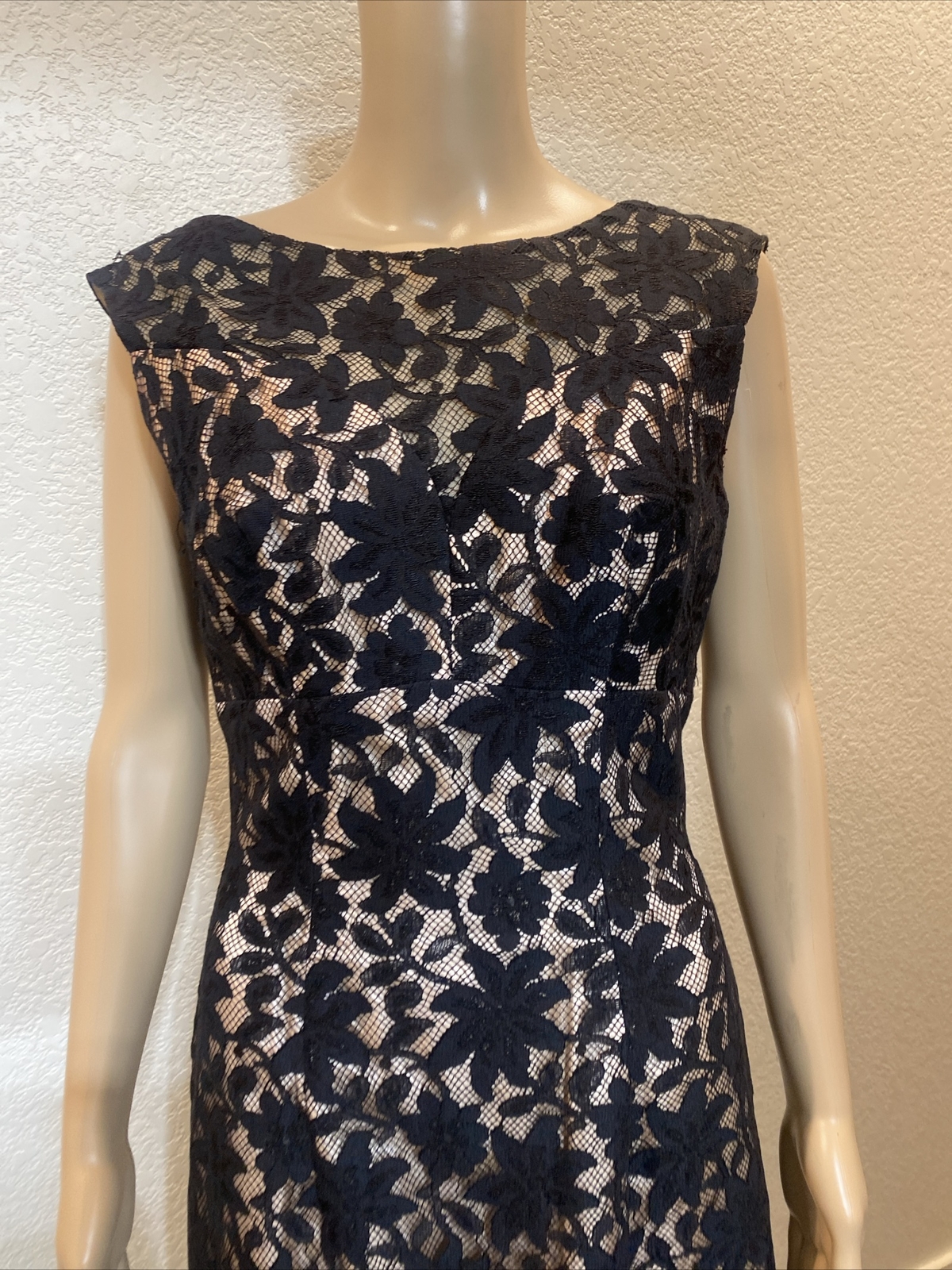 LILLI DIAMOND of California VTG Original BLACK LACE COCKTAIL Sleeveless DRESS**
