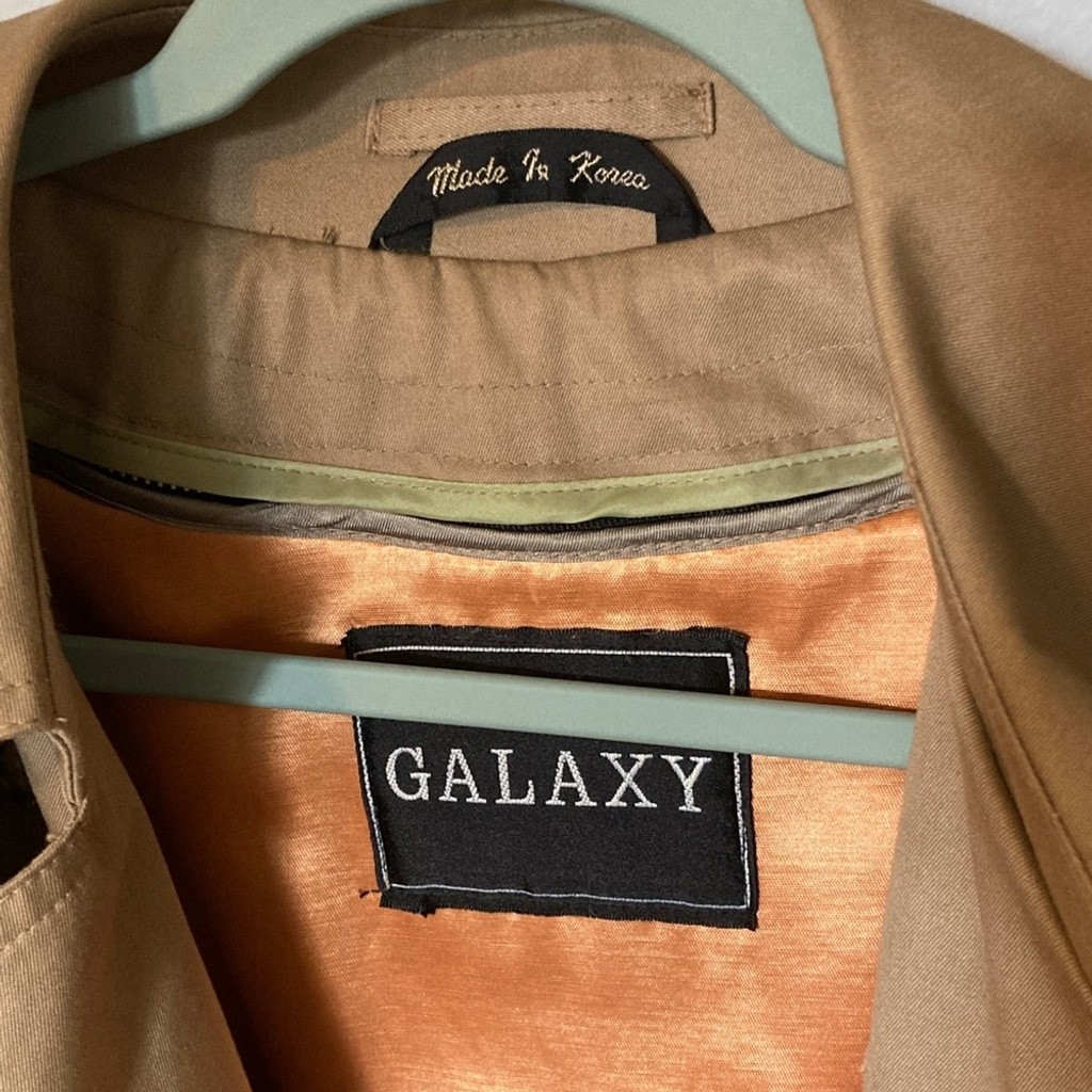 Galaxy Trench Coat Vintage Long Women’s Tan Sz 44 Wool-lined