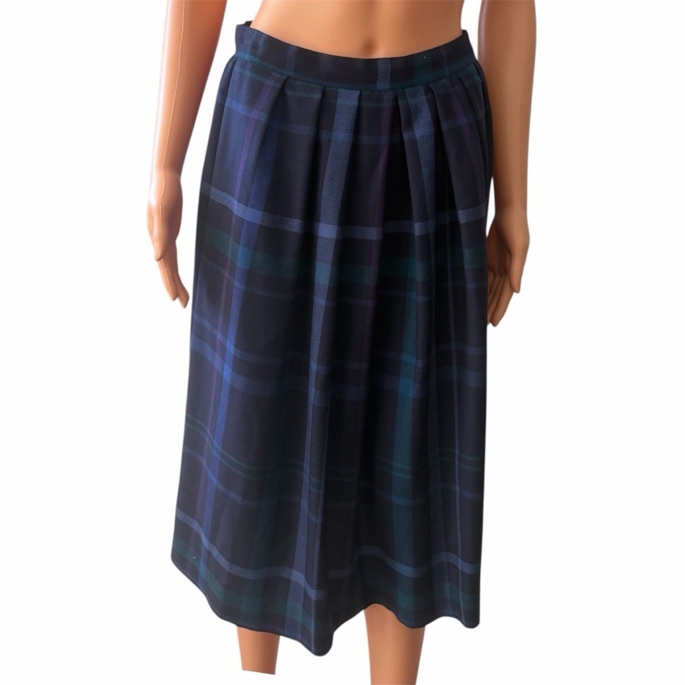 Vintage Lombardi of Hartford Plaid Pencil Skirt Pockets Wiggle Blue Academia L