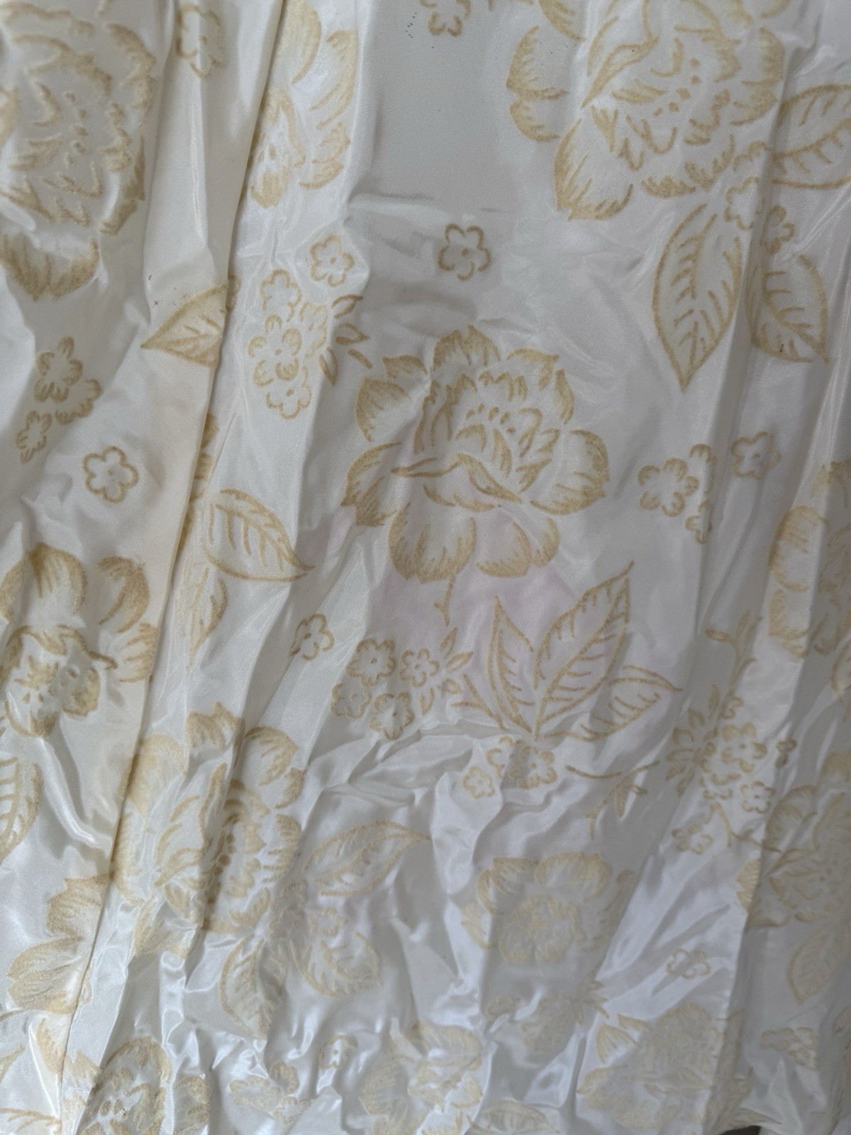Vintage 1930s wedding gown puff sleeve flocked floral ivory dress-antique bridal