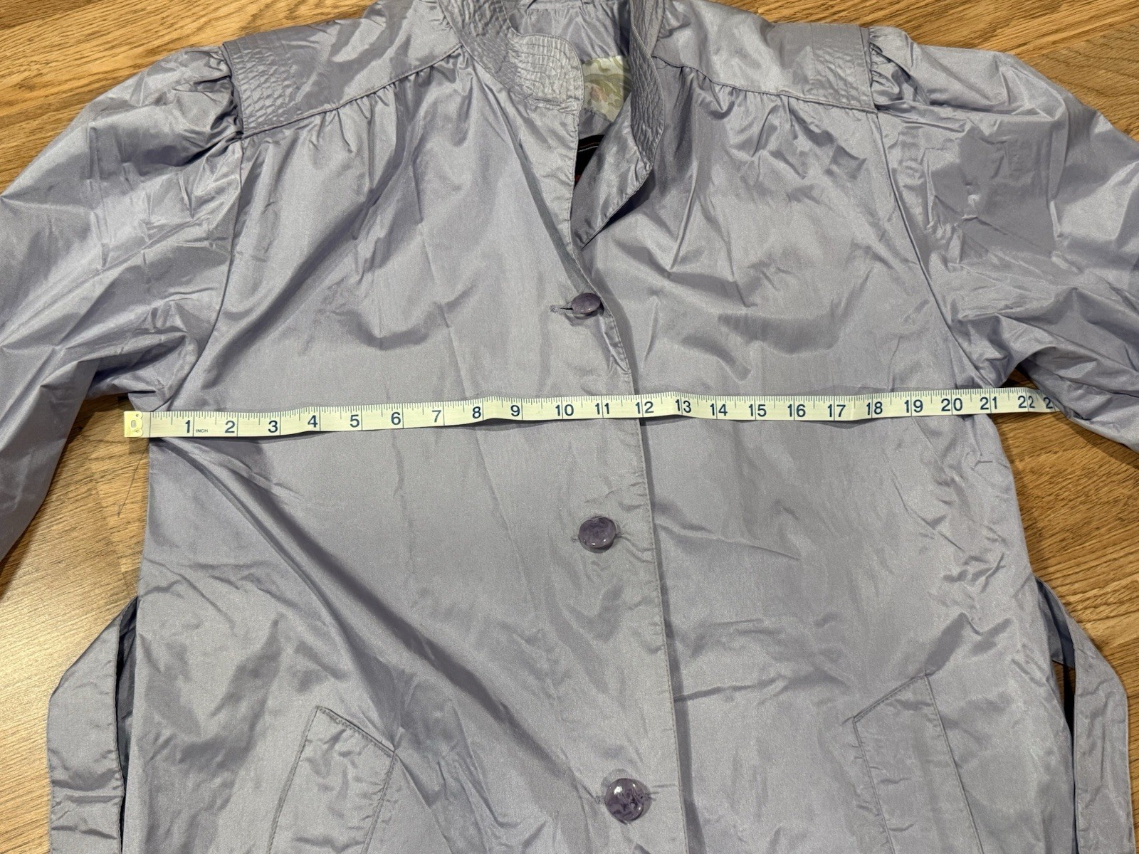 Vintage 80s Trench Coat Lightweight Nylon Women’s Rain Jacket Purple Metallic 10