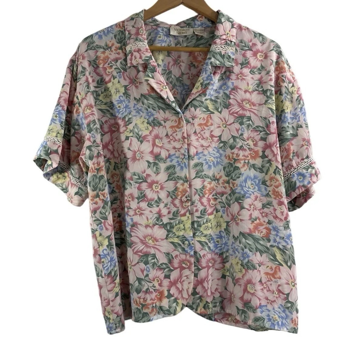 80s VICTORIAS SECRET Gold Label Night Shirt Floral MED/LG VTG 1980s Womens Pj