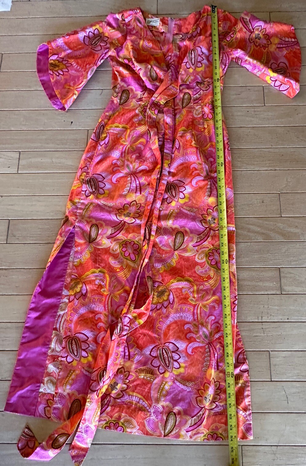 Vtg Stan Hicks Hawaiian Casuals Kimono Sleeve Maxi Muumuu Dress