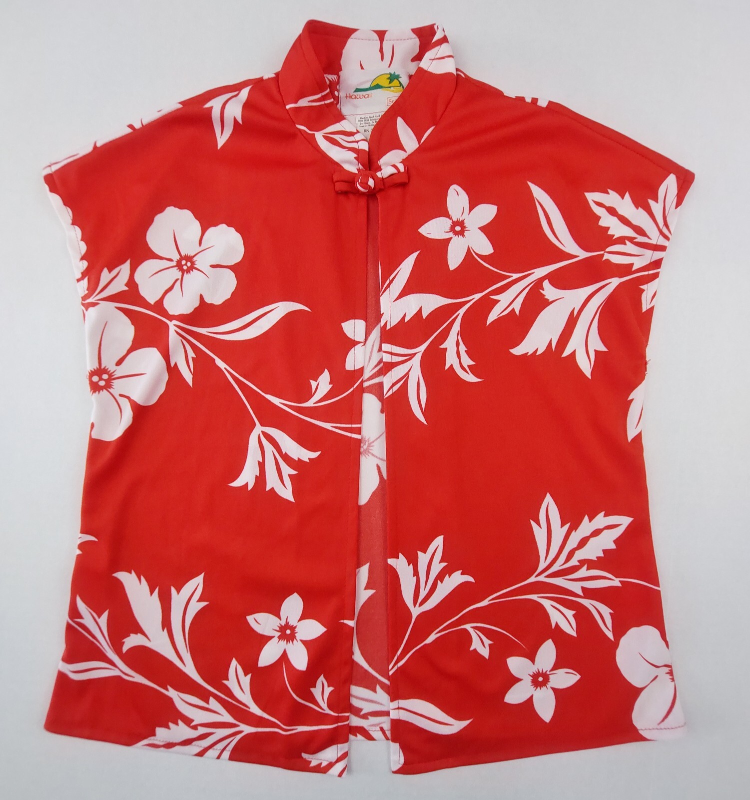 Vintage Sears Hawaii Shirt Womens Size 6 Red White Hibiscus Flower Style 8L/705