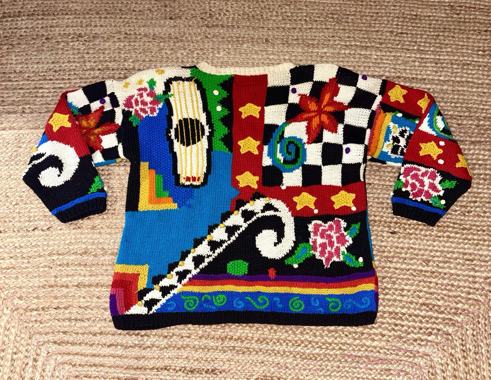 Vintage HAND KNIT FOR THE LIMITED All-over Pattern Cable Knit Wool Cardigan M/L