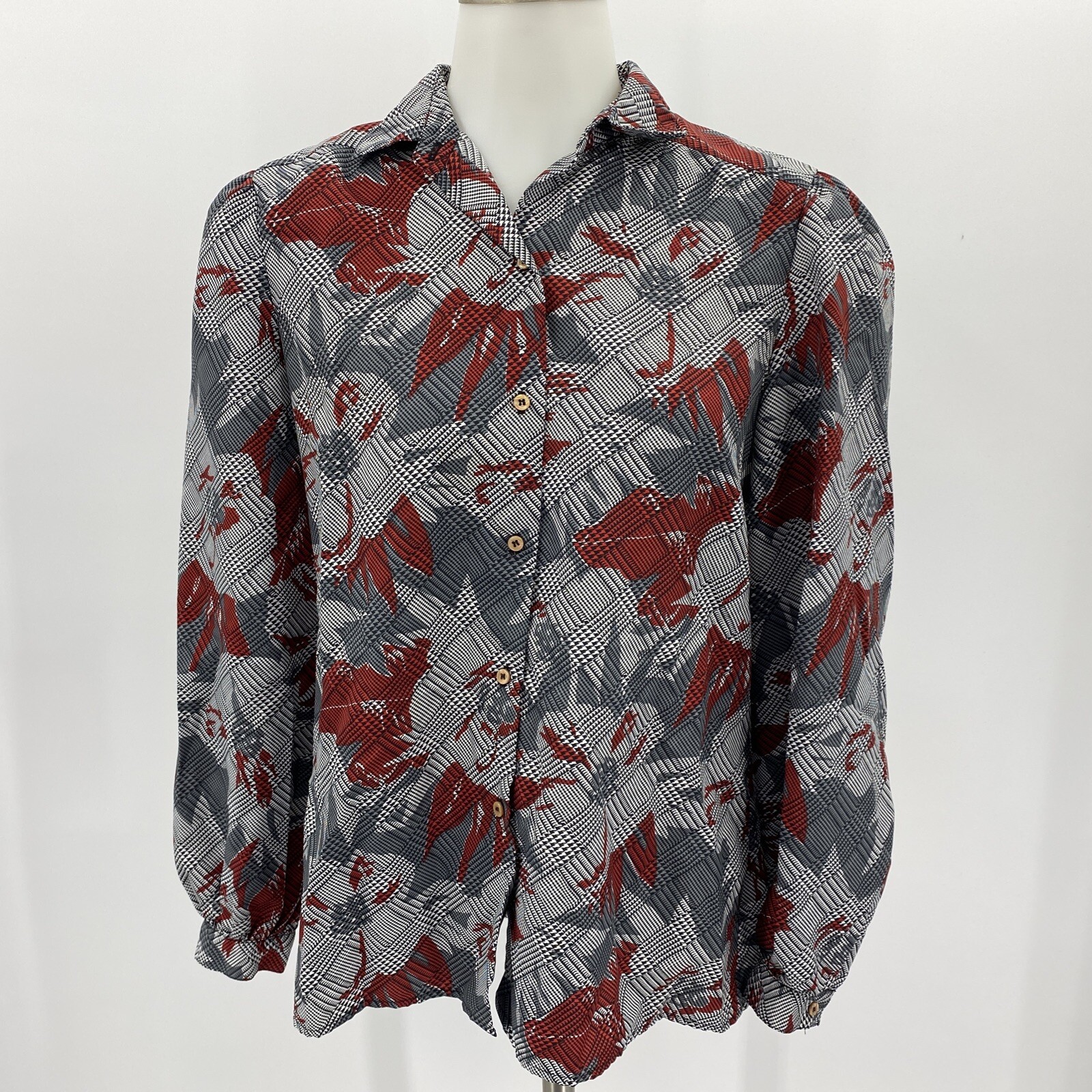 Vintage Act 3 Womens Blouse Shirt Secretary Top Retro Abstract Print Act 111