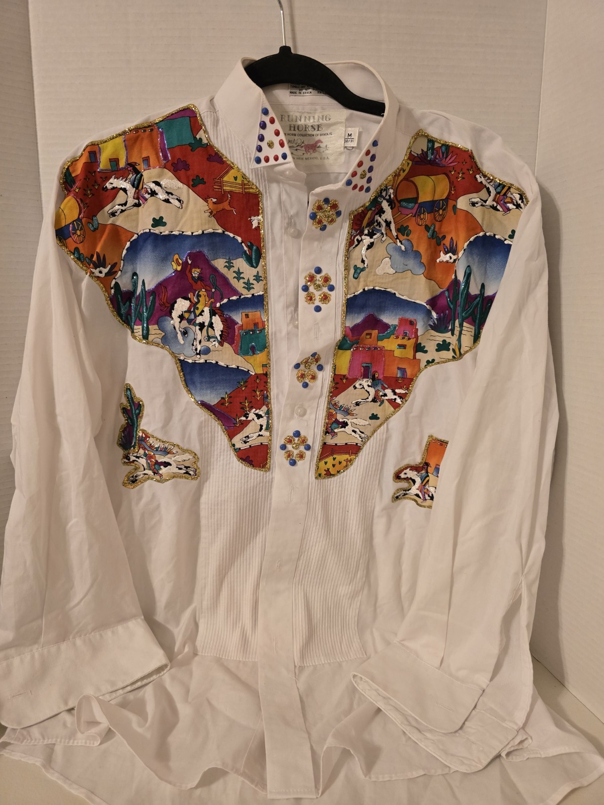 Vintage Running Horse Medium 30/31 Tapestry Dress Shirt