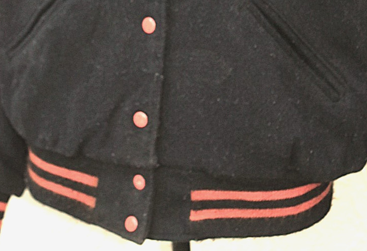 Vtg Butwin Lettermans Jacket Wool Black & Orange Sailor Collar Sz M? check meas.