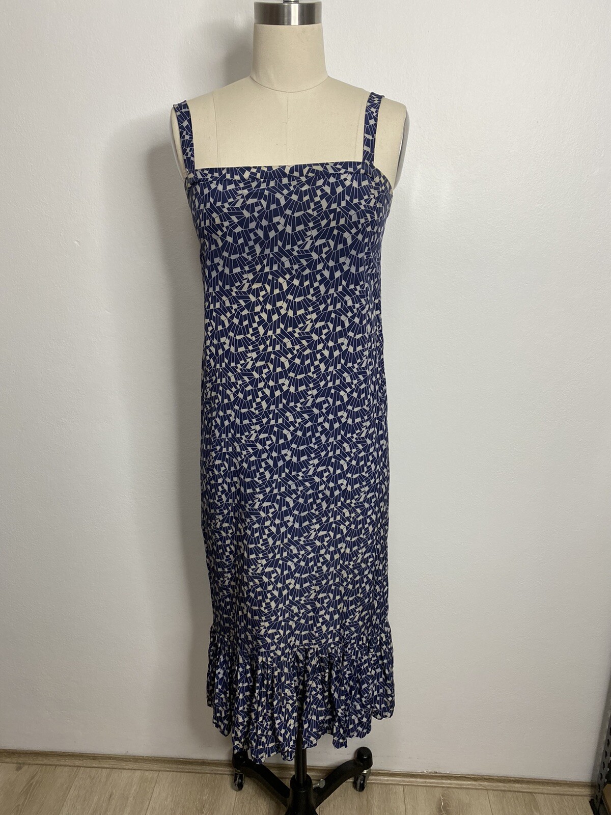 Vintage Georges Rech 100% SILK Sz XXS 70s Retro Paris France Navy Strappy Dress