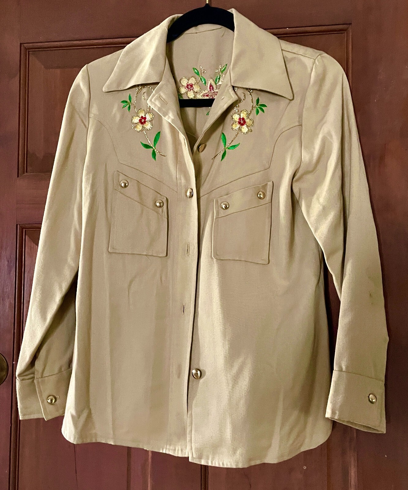 Vintage Late 1970s Embroidered Pant Suit Set – size 10