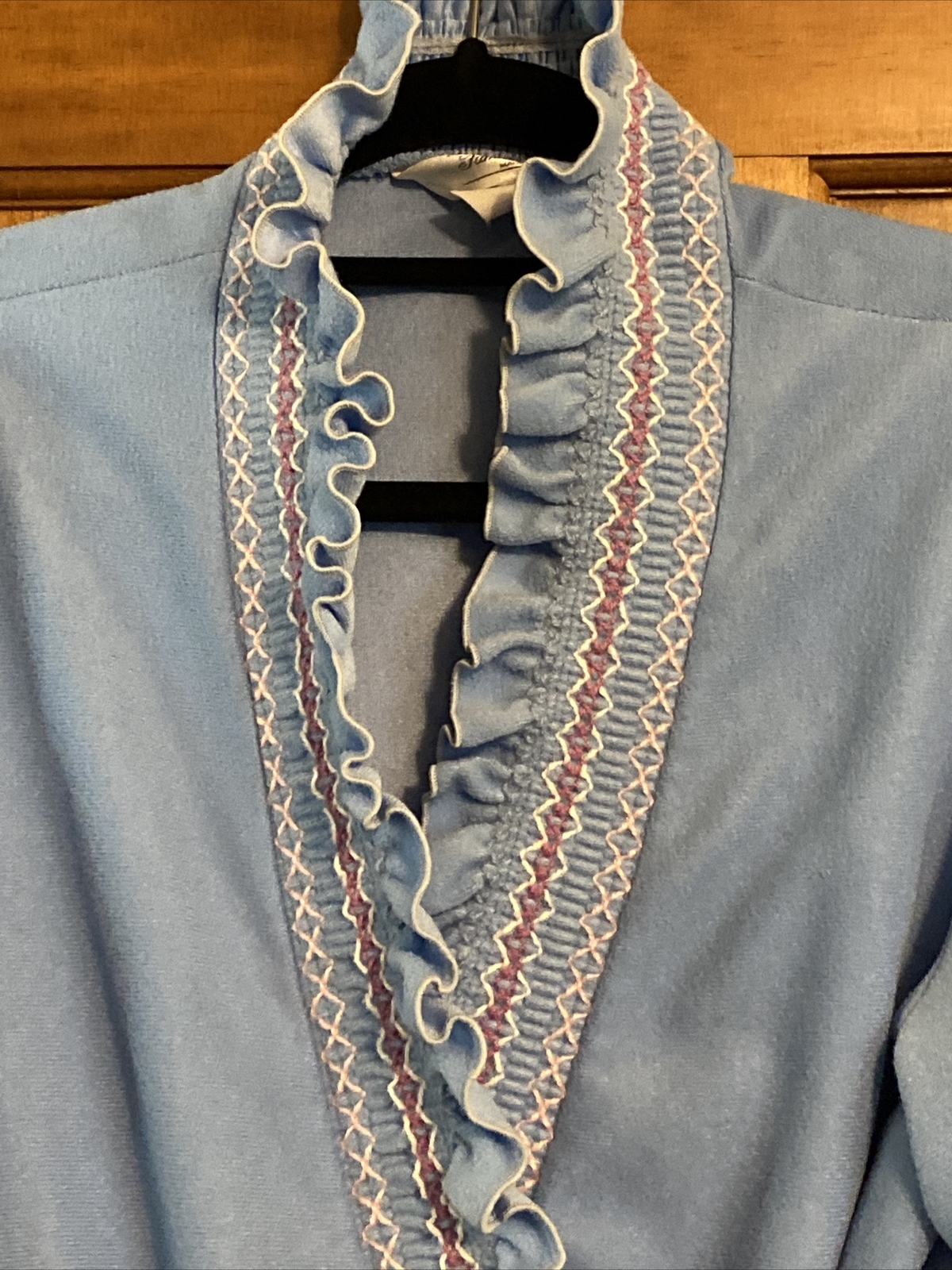Vintage Famous Bodies Robe Small/Medium Blue Long Sleeve Tie Velour