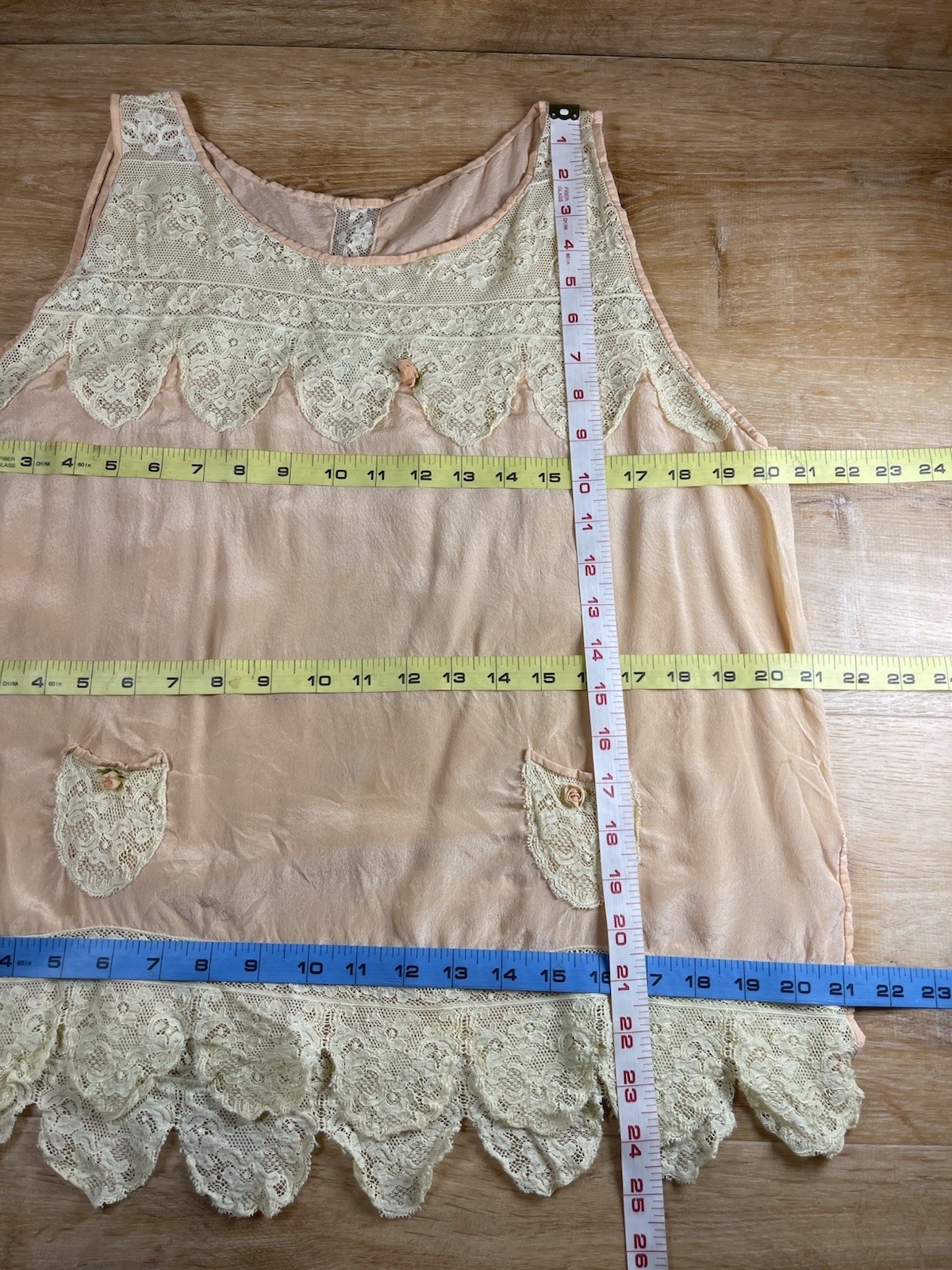 Vintage Art Deco Silk W Lace Slip Top Volup
