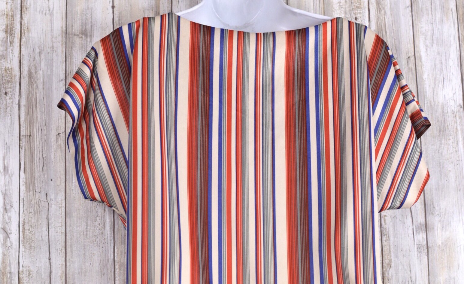 Vintage Rhoda Lee Short Sleeve Multi Color Stripe Shirt Size 12