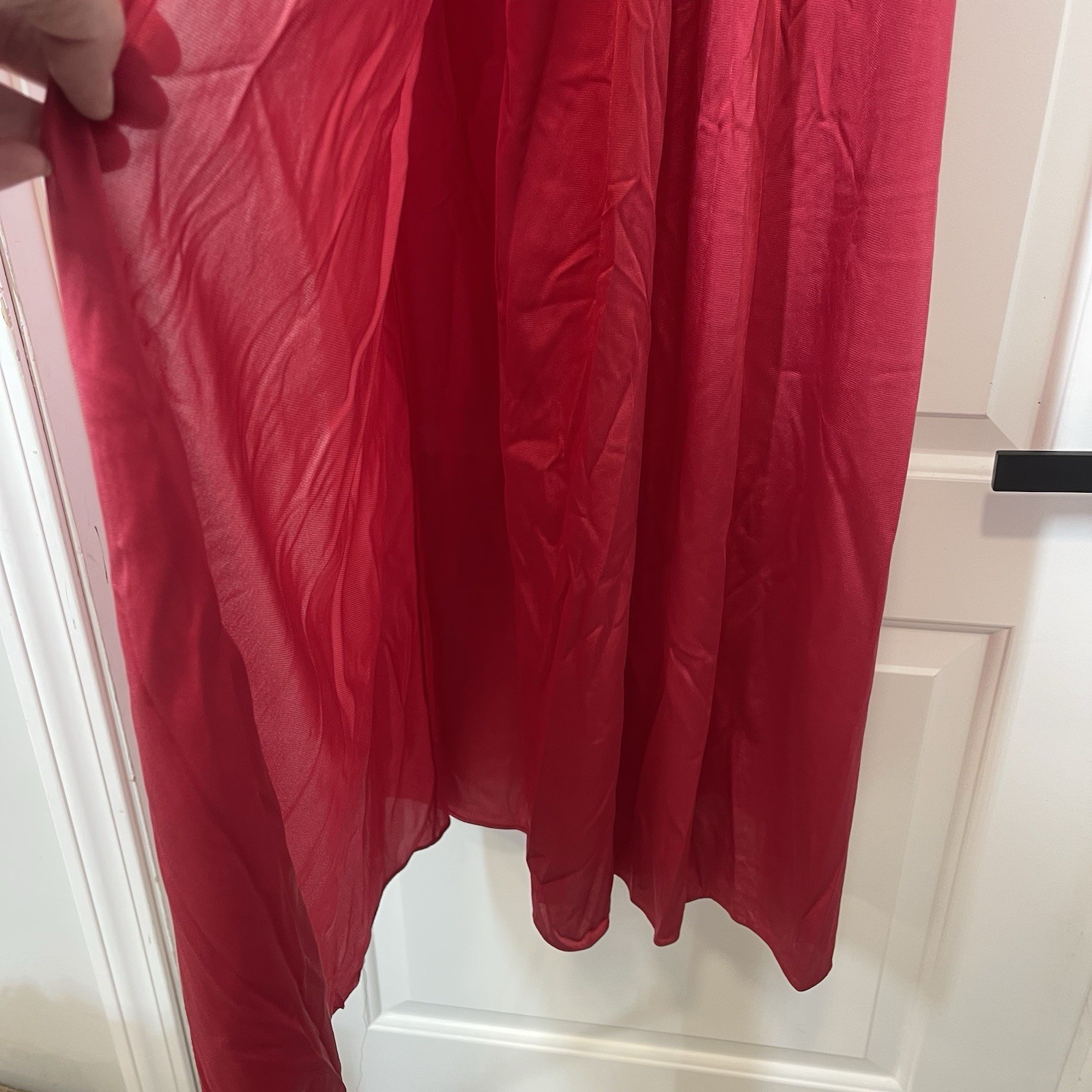 VTG Vanity Fair Negligee Maxi Night Gown Slip Dress Sz 36 Red Sexy Wrap Intimate