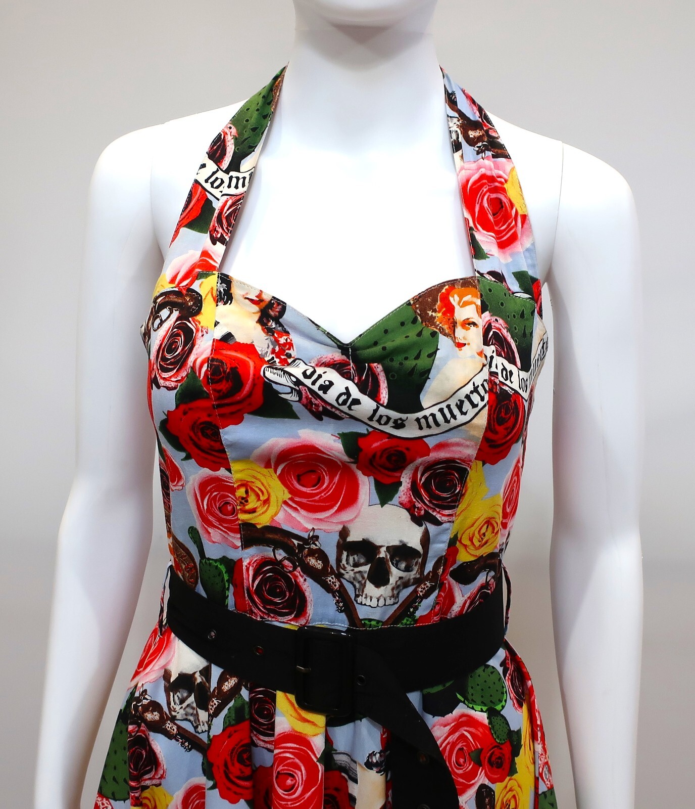 RETRO STYLE HELL BUNNY VIXEN COTTON HALTER NECK DRESS XS LIKE NEW