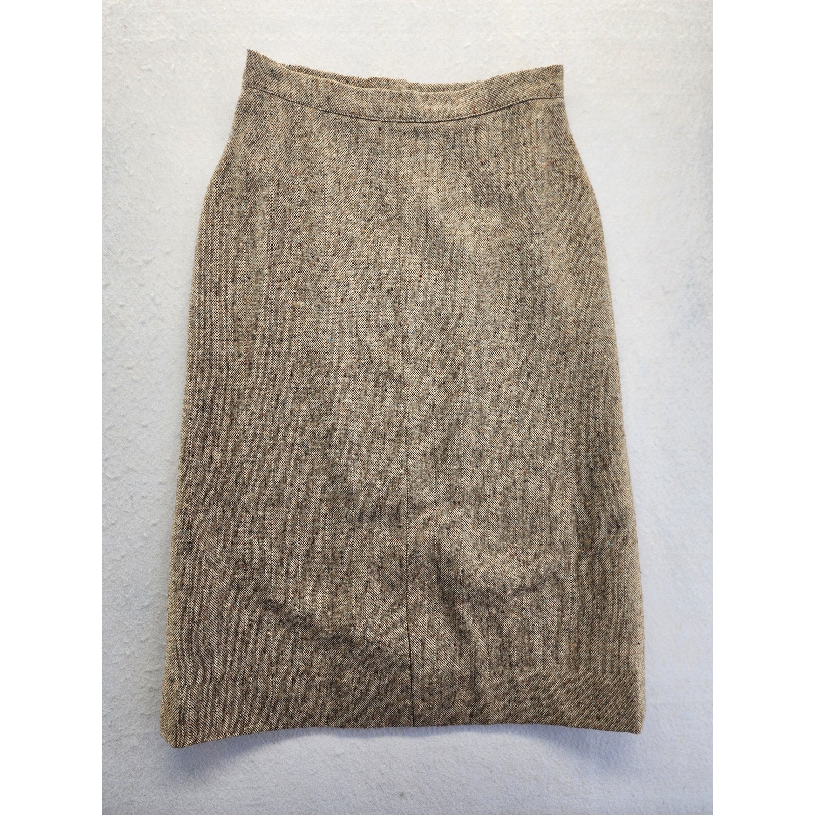 Vintage Brown Tweed Wool Blend Pencil Skirt Size 24″