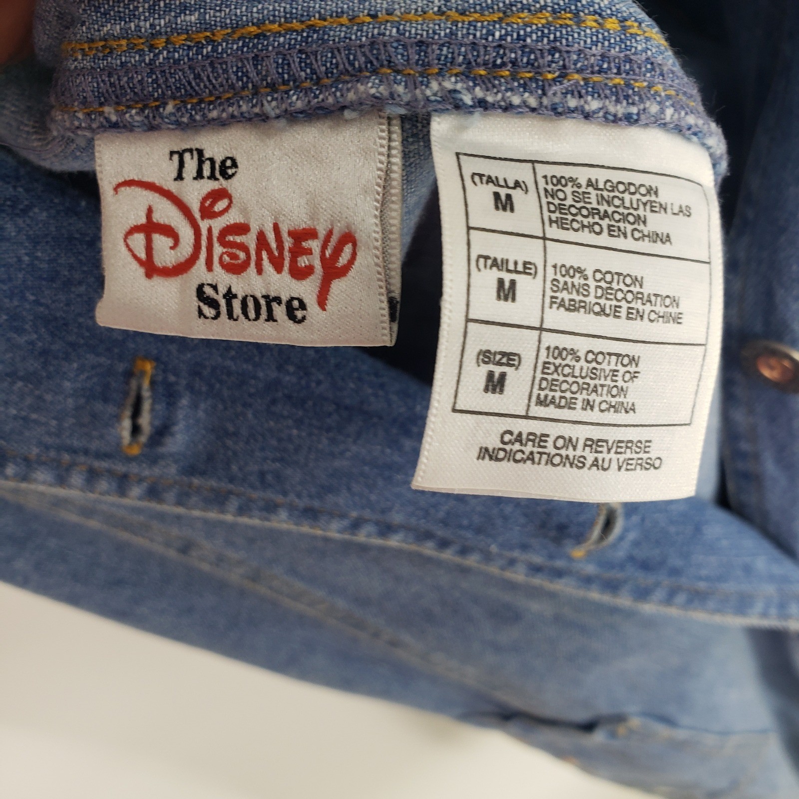 Vintage 90s The Disney Store Winnie the Pooh Denim Jumper Dress Women M Blue