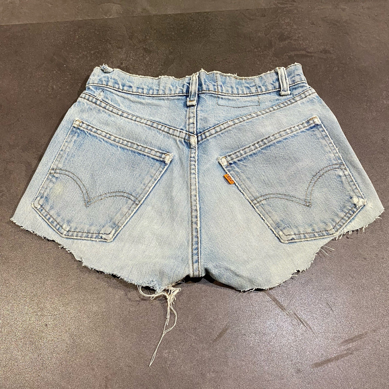 Vintage 70s Levi’s Orange Tab Light Wash Cutoff Shorts Distressed 80s 90s READ