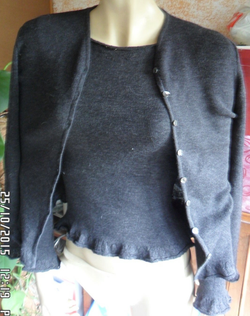 ORIGINAL VINTAGE DOLCE & GABBANA TWIN SET 80s Women Black Size 42 100% WOOL