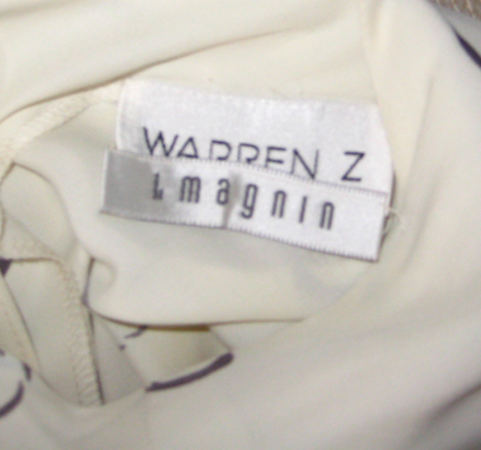 Vintage Warren Z I Magnin 80 cream abstract circles padded shoulder sheath dress