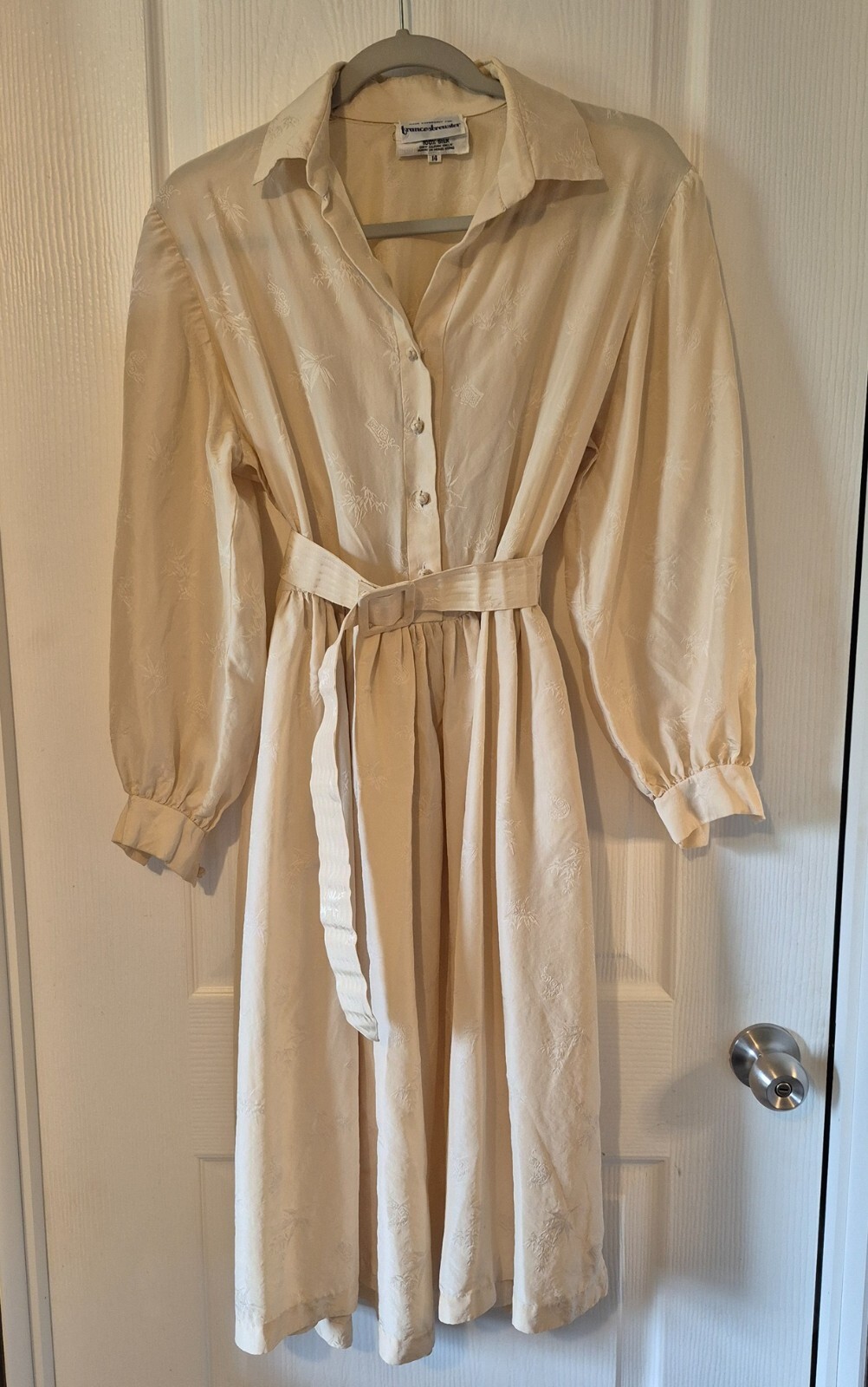 Vintage FRANCES BREWSTER Cream Dress Size 14
