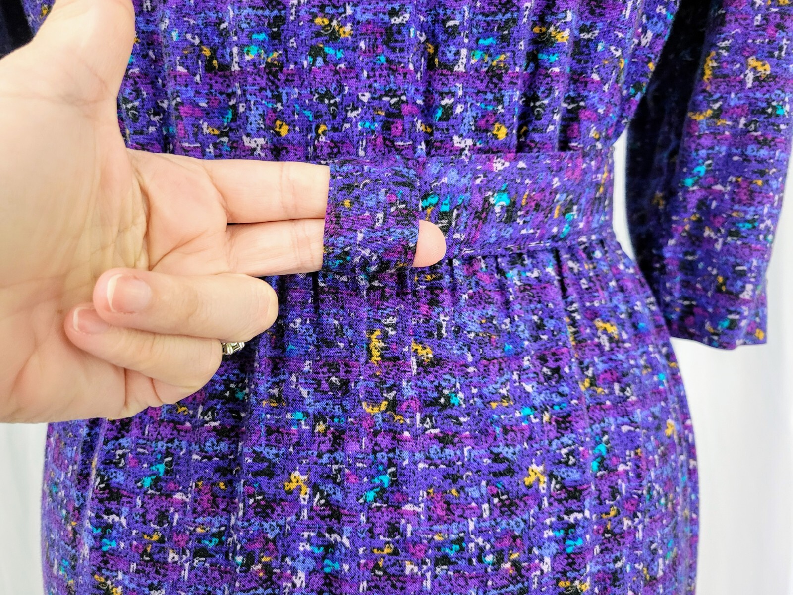 Vintage VLP Petites Purple Button Down Dress w Matching Belt Size S?