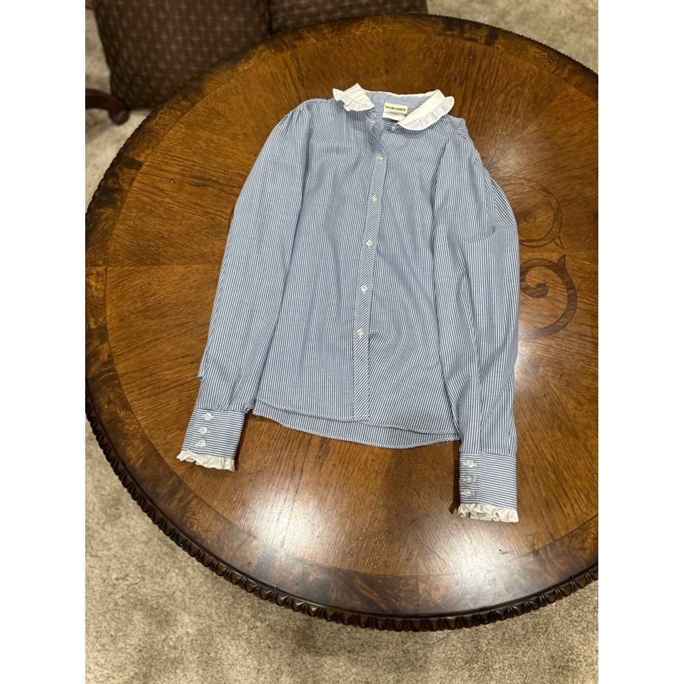 Oak Hill Shirt Size 14 Blue Striped Vintage Coquette Grandmacore