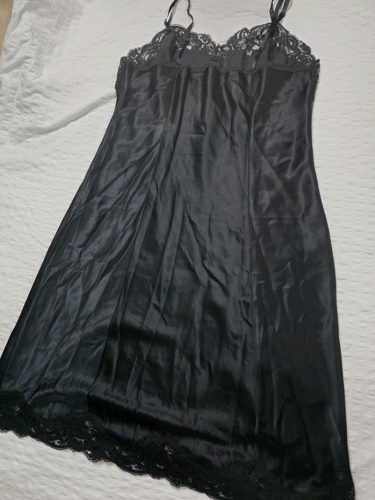 Wonder Maid Women’s Full Body Slip Size 38, Non-Cling, Nylon ILGWU USA Black Lac