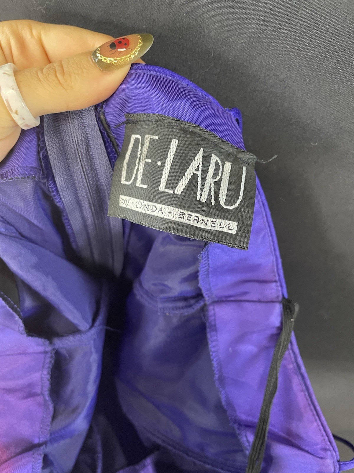Vintage Hot Purple Velvet De Laru Dress Formal / Evening