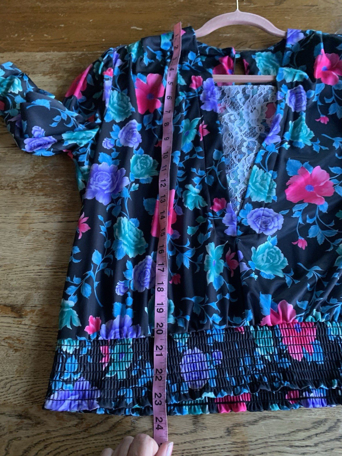 Vintage Grand Avenue Plus Floral Blouse Skirt Set 20/22 W Petite Lace Shoulders