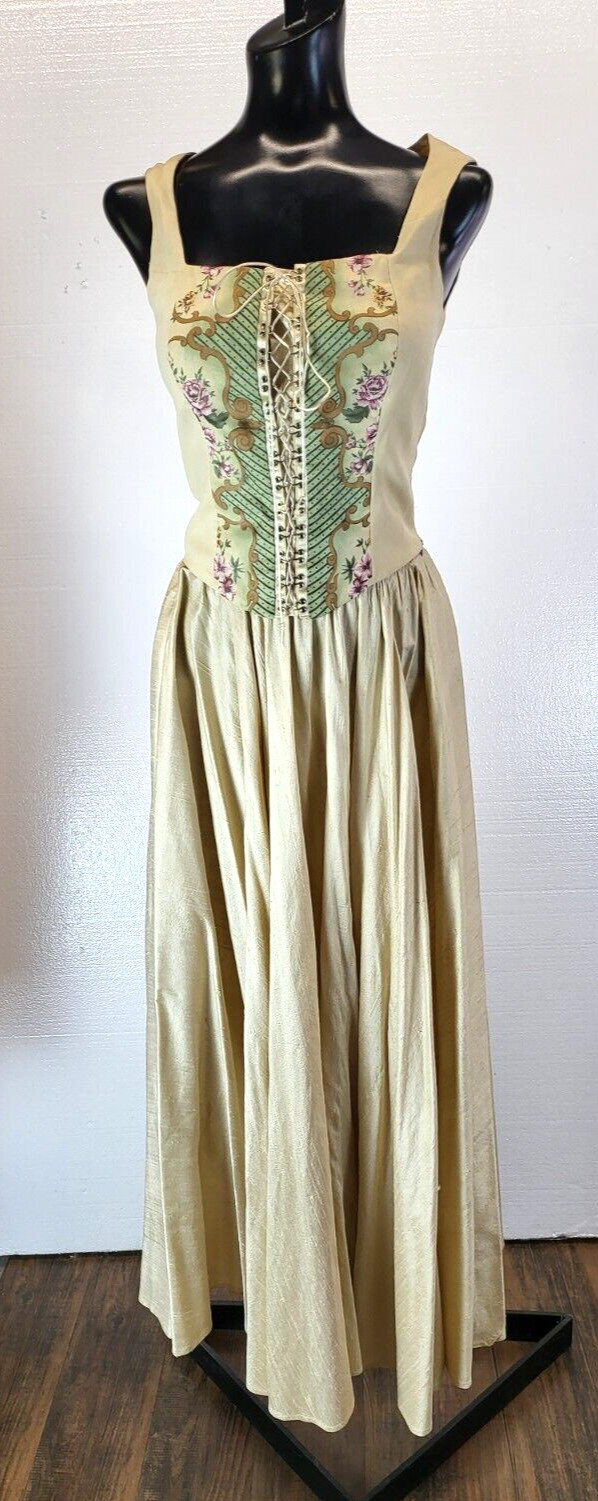 VTG Bonnie Strauss Corset Top and Silk Skirt floral Renaissance Theater Fairy