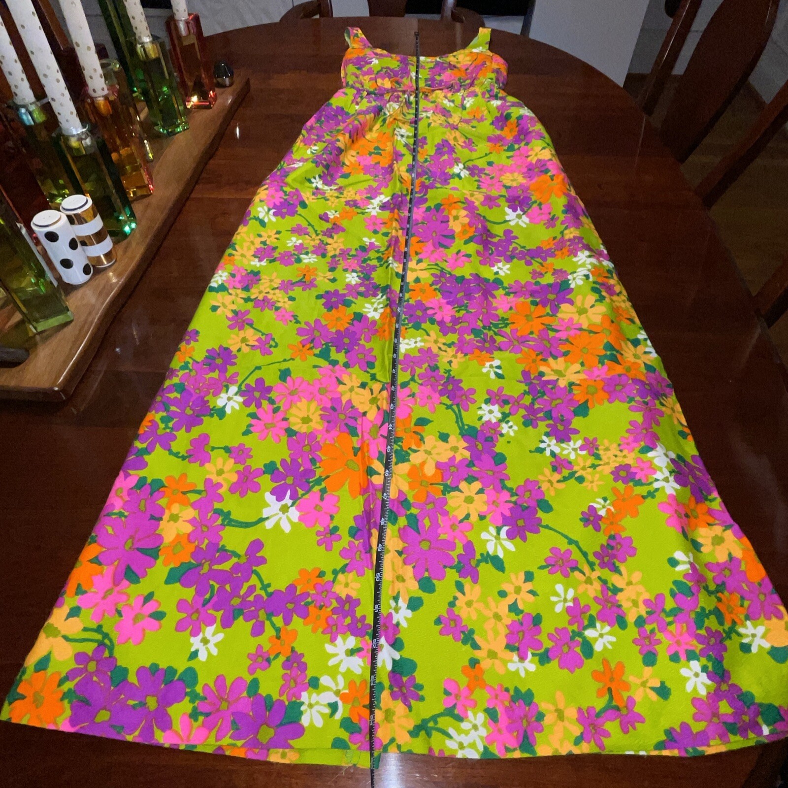 Vintage 60s 70s Sun Fashions of Hawaii Honolulu Floral Colorful Maxi Dress 10