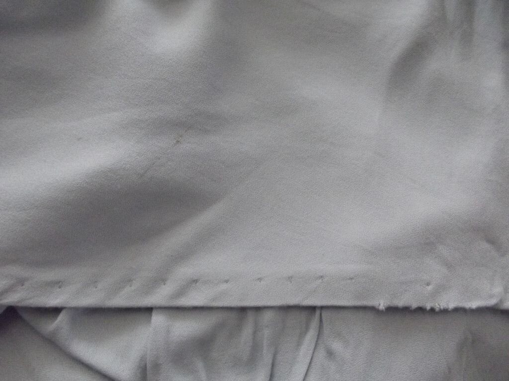 Vtg Blue & Ivory XS Lace Long Wedding Dress back buttons square neck hand made