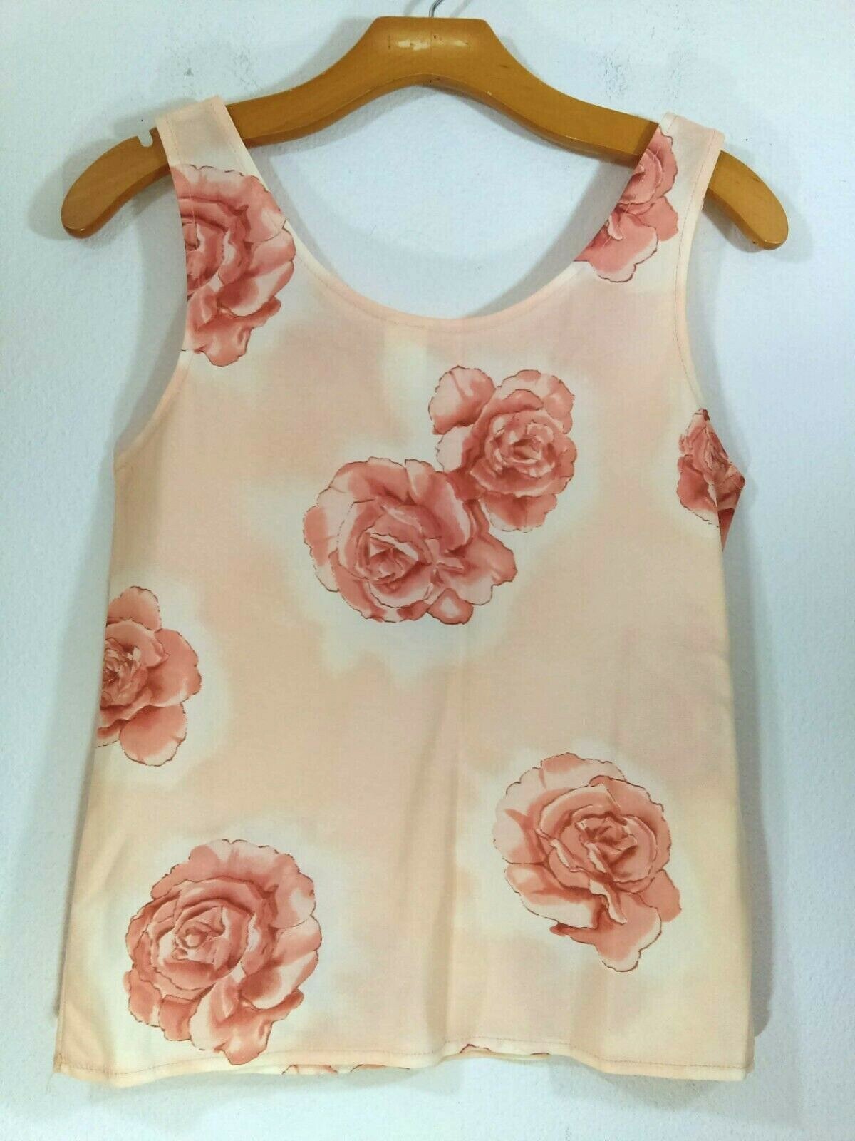 Vintage Ego Chicago 5 Blouse & Undershirt Union Pink Stripe Floral Semi Sheer
